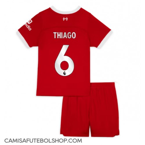 Camisa de time de futebol Liverpool Thiago Alcantara #6 Replicas 1º Equipamento Infantil 2023-24 Manga Curta (+ Calças curtas)